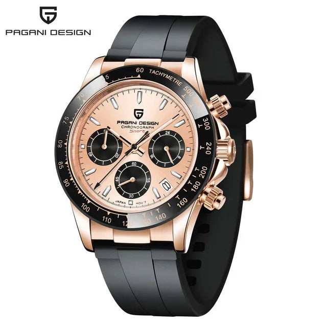 PAGANI DESIGN PD-1644 Ceramic Chronograph Sport Quartz Watches for Men - Dagger & Diamond All Gold