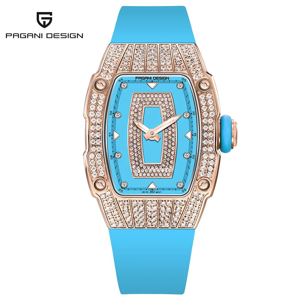 PAGANI DESIGN PD-YS013 Luxurious Quartz Watch for Women - Dagger & Diamond Blue Rose Gold