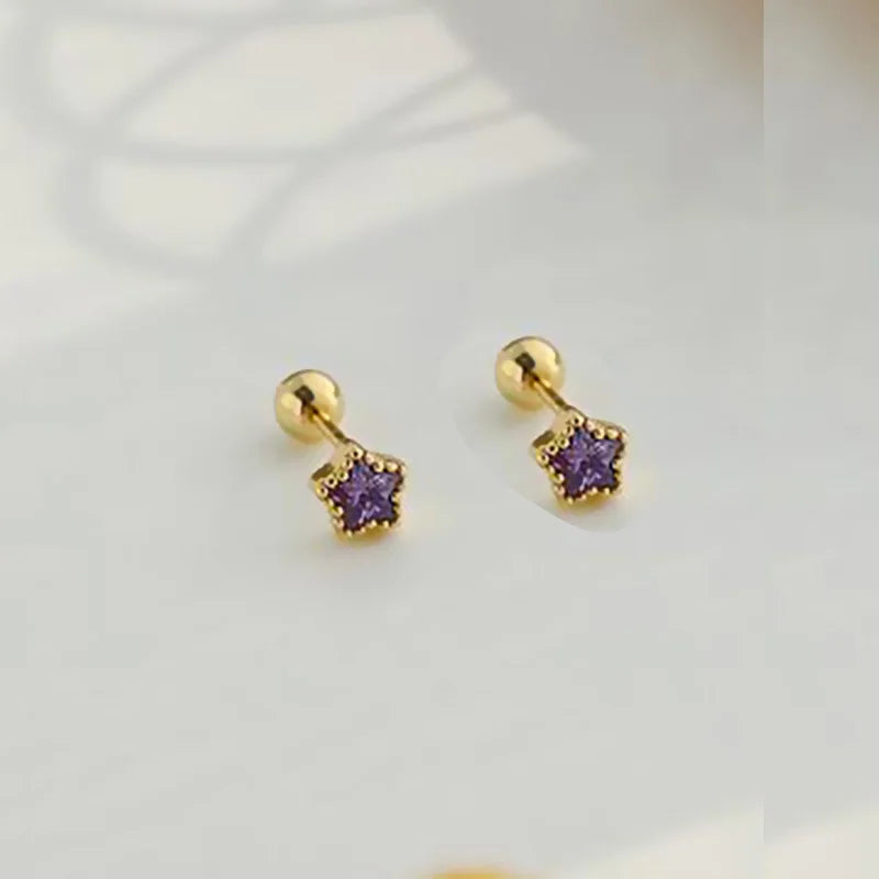 Mini Colorful Stud Earrings - Dagger & Diamond KAE245-8