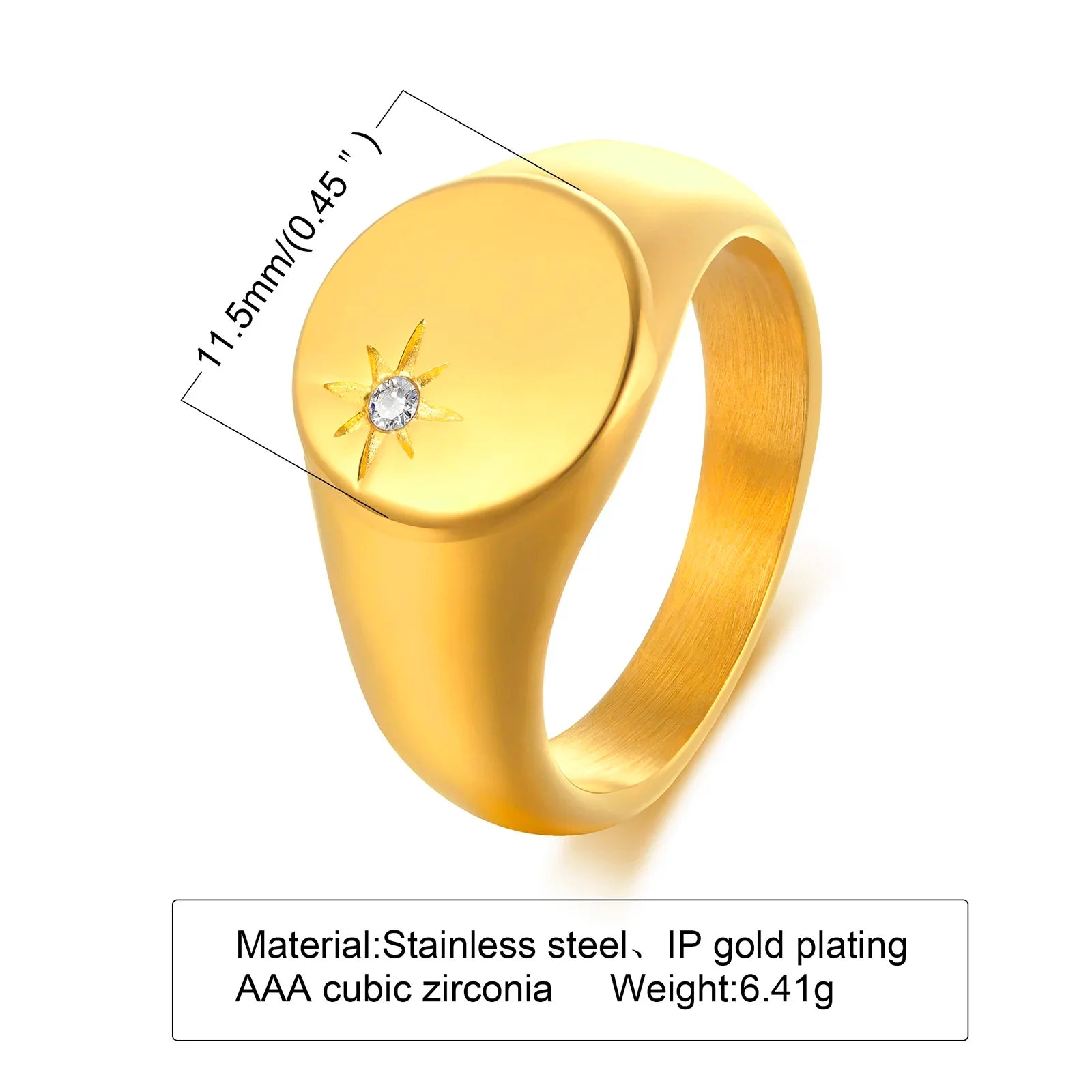 Classic Pinky Ring - Dagger & Diamond Gold Star 2 / 6