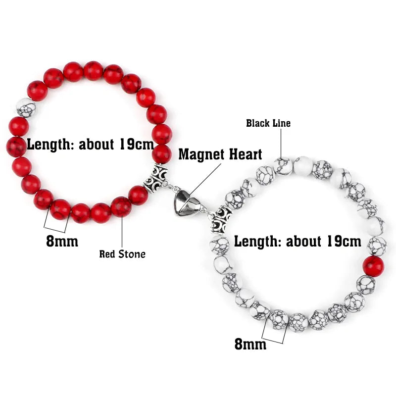 Magnetic Heart Natural Stone Bracelets - Dagger & Diamond