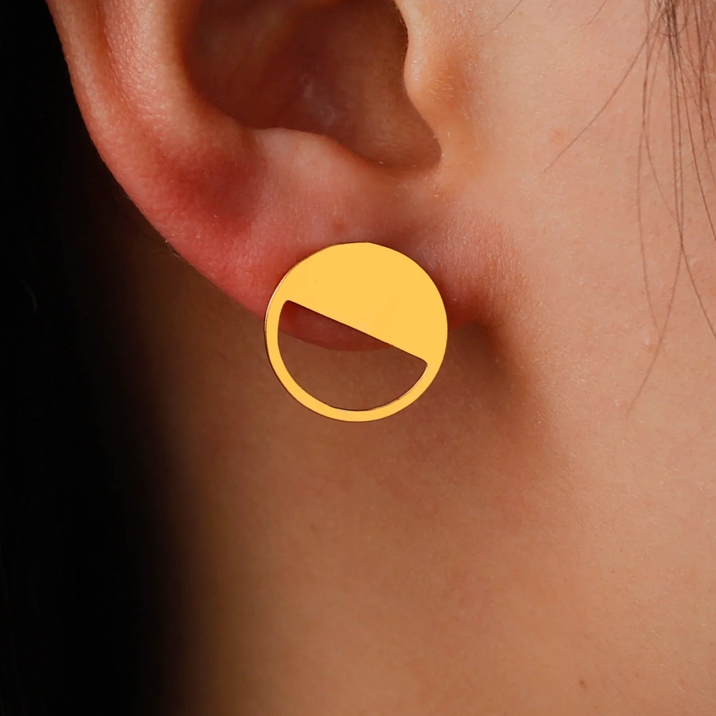 SemiHollow Stud Earring