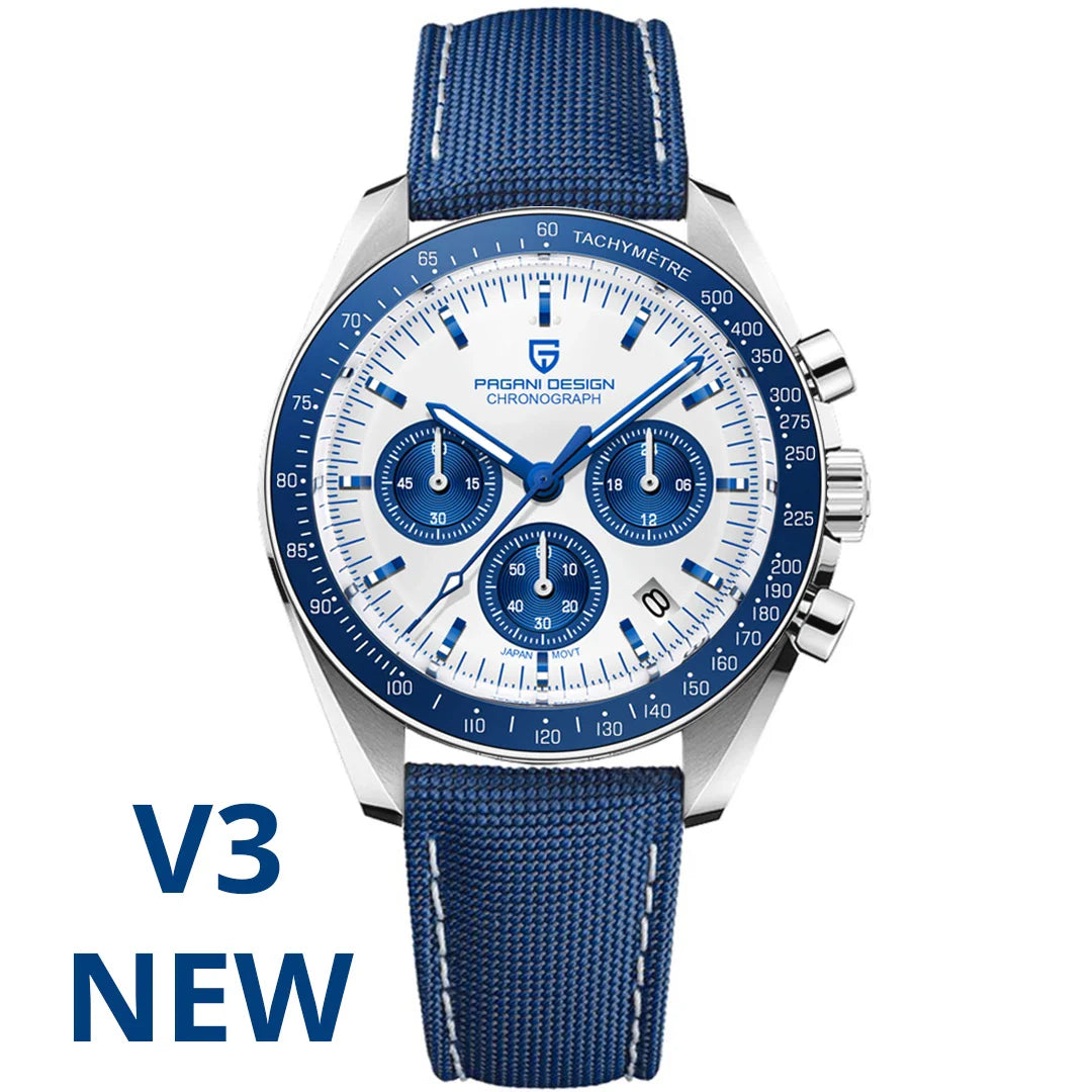 PAGANI DESIGN PD-1701 Moonwatch Luxury Chronograph Quartz Watch For Men - Dagger & Diamond Blue 1