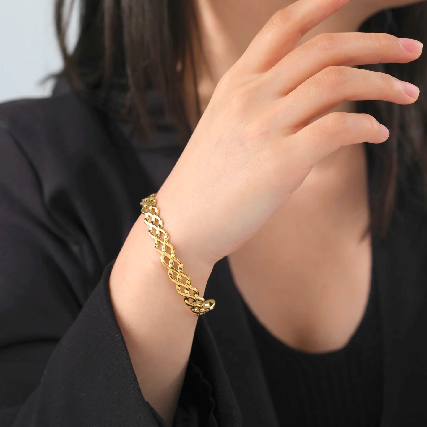 Woven Waves Open Bangles for Women