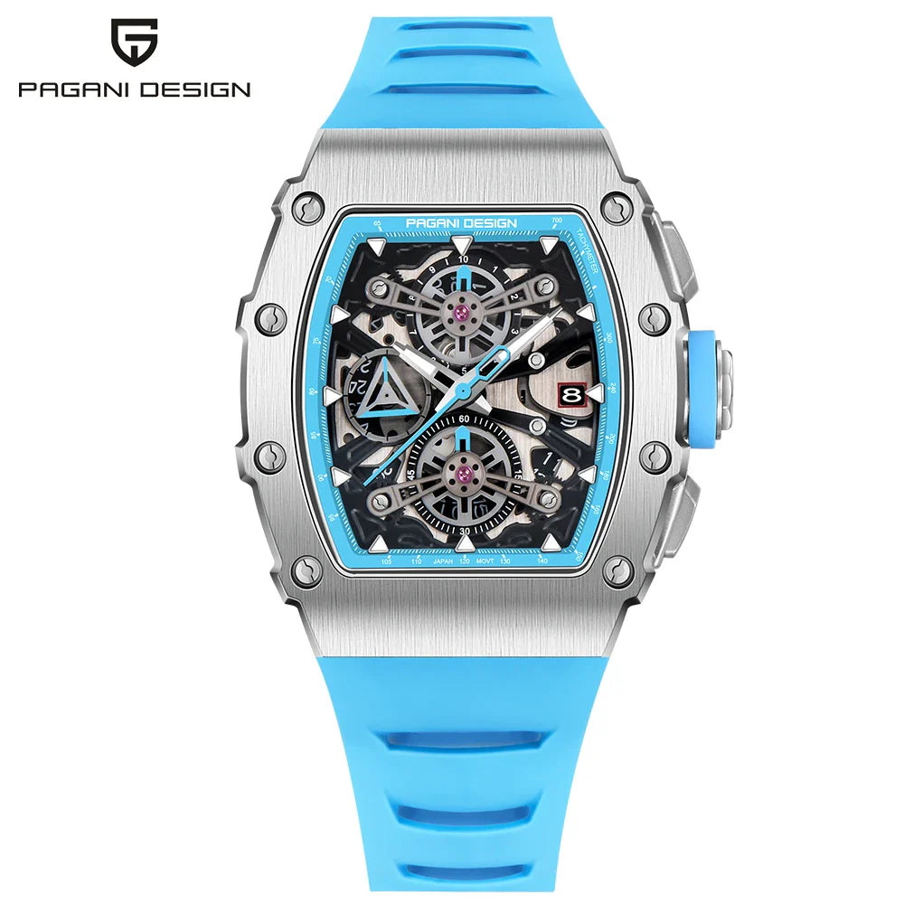 PAGANI DESIGN PD-YS011 Tonneau Luxury Quartz Watch for Men - Dagger & Diamond Blue