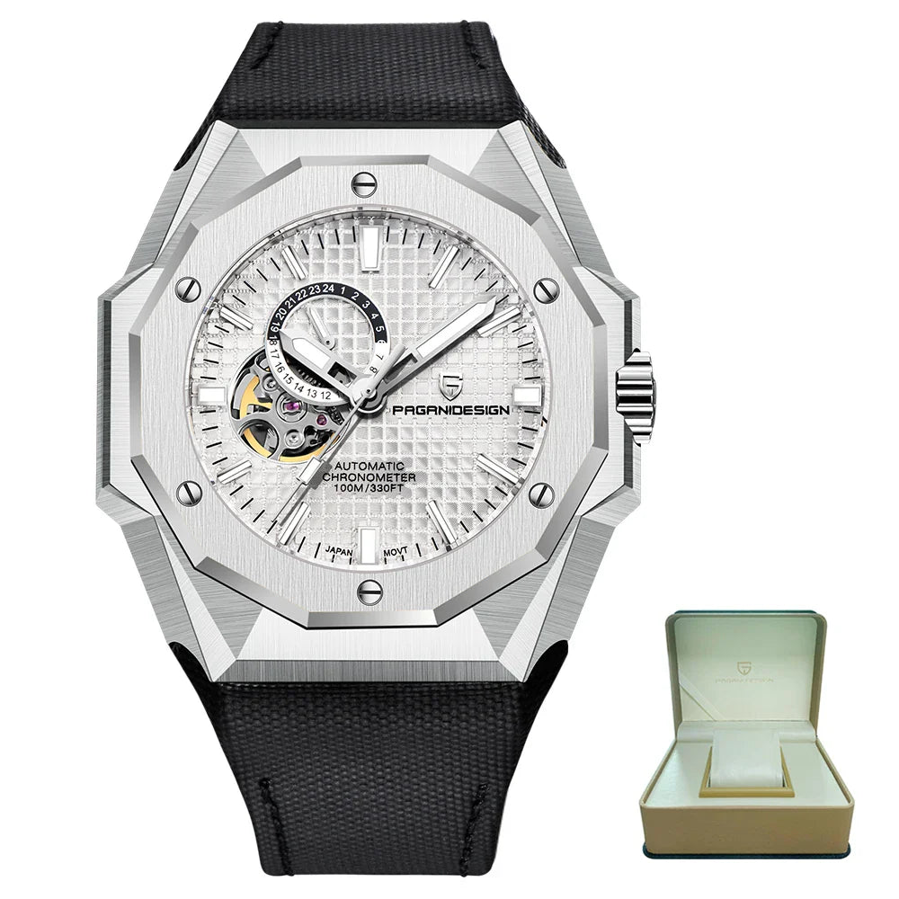 PAGANI DESIGN PD-YS010 Automatic Chronometer Luxury Sport Watch for Men - Dagger & Diamond White