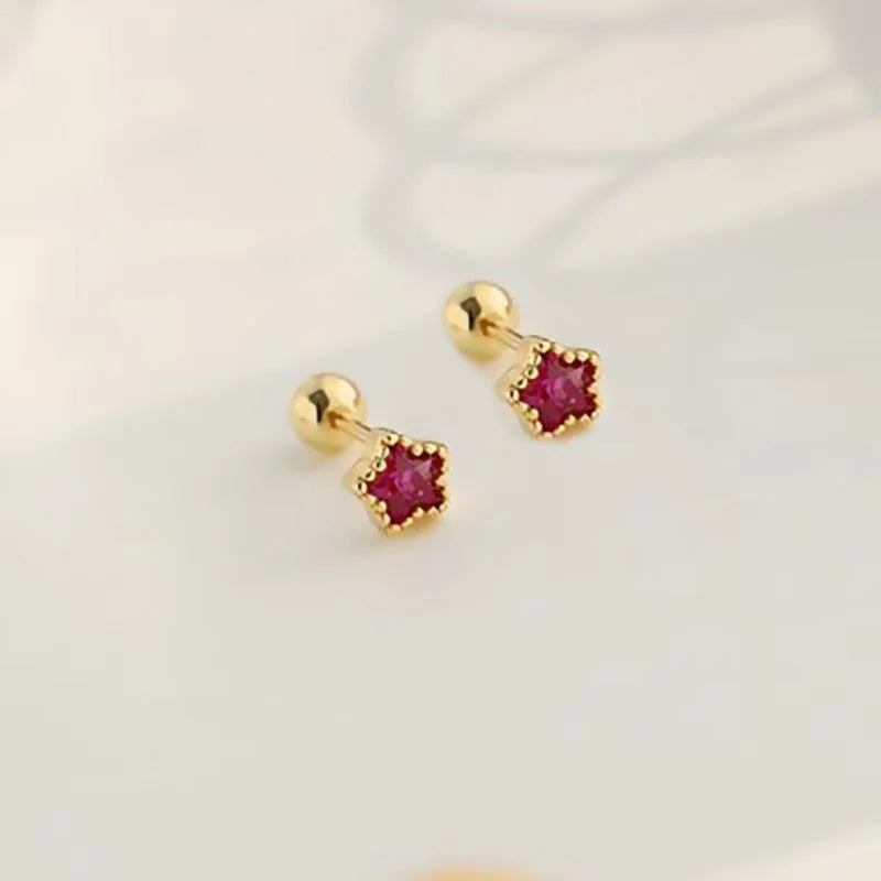 Mini Colorful Stud Earrings - Dagger & Diamond KAE245-6