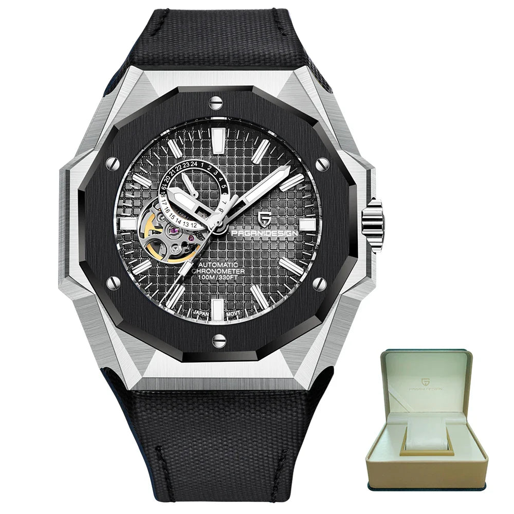 PAGANI DESIGN PD-YS010 Automatic Chronometer Luxury Sport Watch for Men - Dagger & Diamond Black