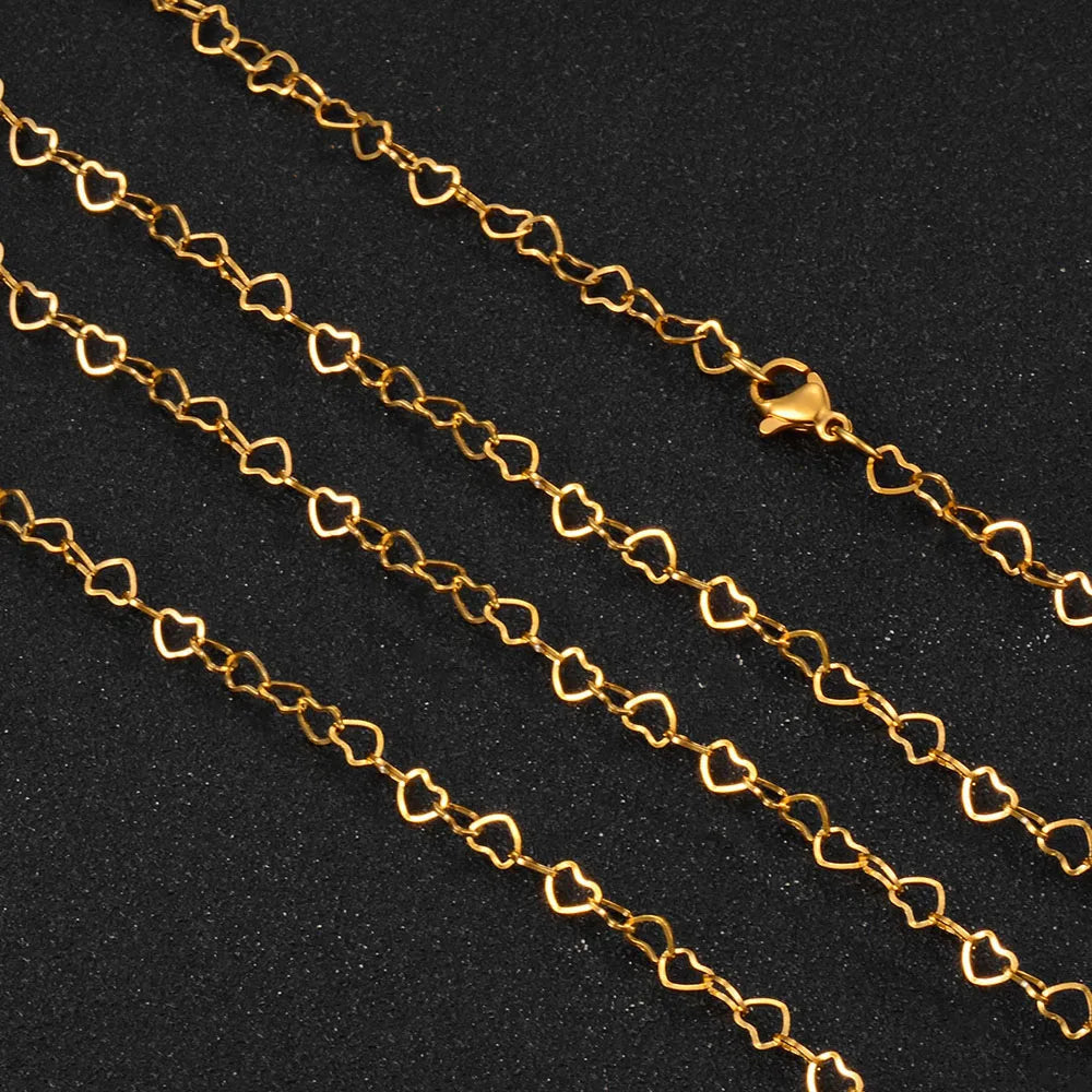 Dazzling Pattern Chain Necklaces for Her - Dagger & Diamond Gold Hearts / 18cm Bracelet
