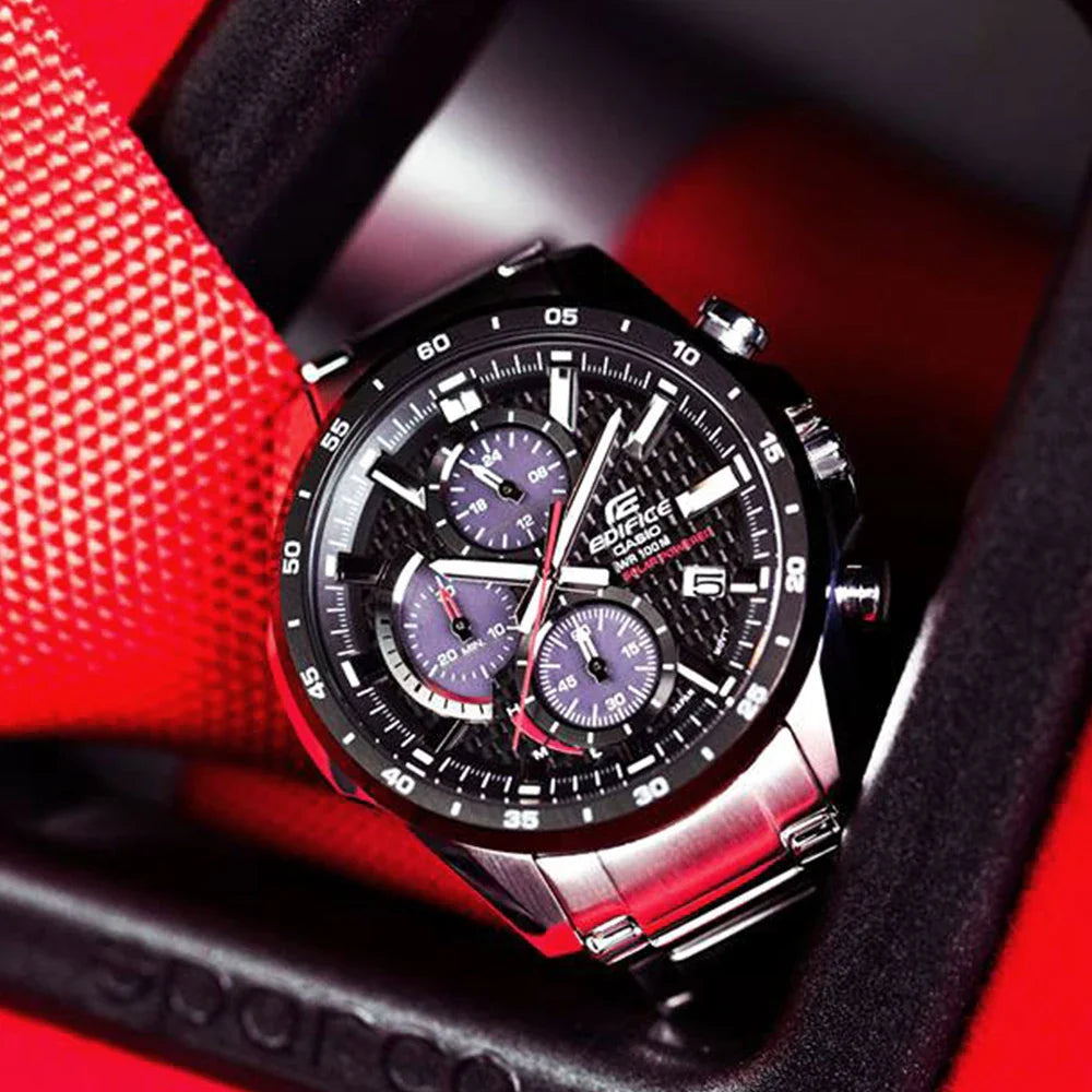 Casio Edifice EQS-900DB Eco-Drive Carbon Dial Solar Watch for Men - Dagger & Diamond