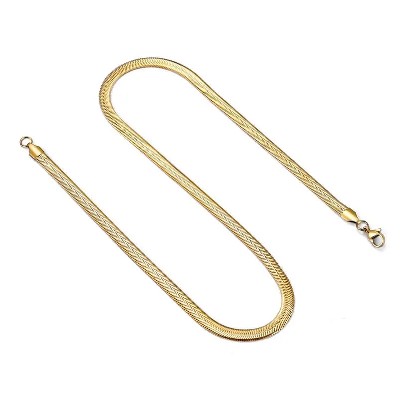 Classic Herringbone Necklace - Dagger & Diamond Gold 5mm / 45cm