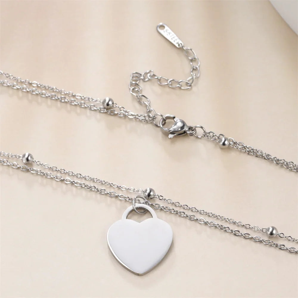 Heart Pendant Double Layer Necklace