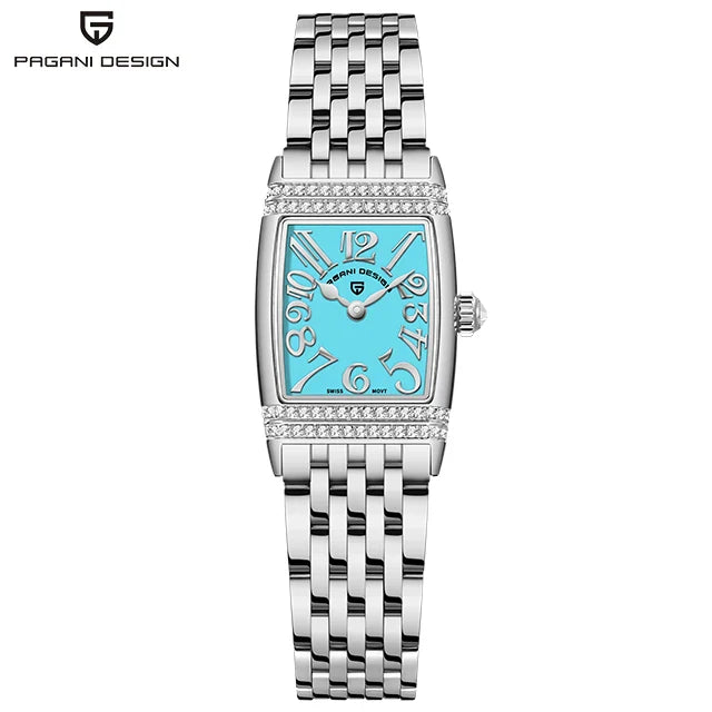 PAGANI DESIGN PD-1737L Luxury Quartz Watch for Women - Dagger & Diamond Silver Blue