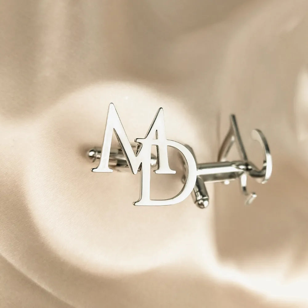 Custom Initial Personalized Cufflinks - Dagger & Diamond