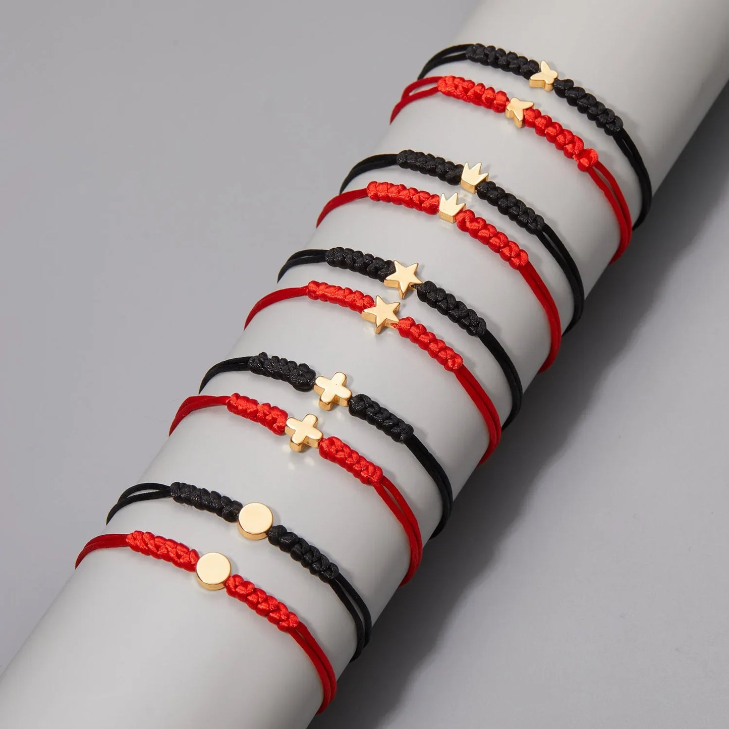 Red String Handmade Couples Bracelet Set - Dagger & Diamond