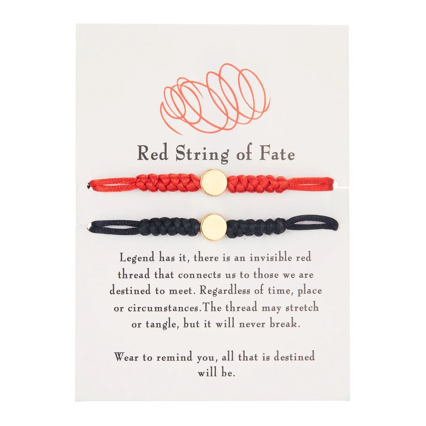 Red String Handmade Couples Bracelet Set - Dagger & Diamond Circle Set / Adjustable