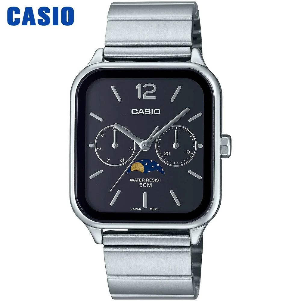 Casio MTP-M305 Moonphase Quartz Square Watch for Men - Dagger & Diamond MTP-M305D-1A