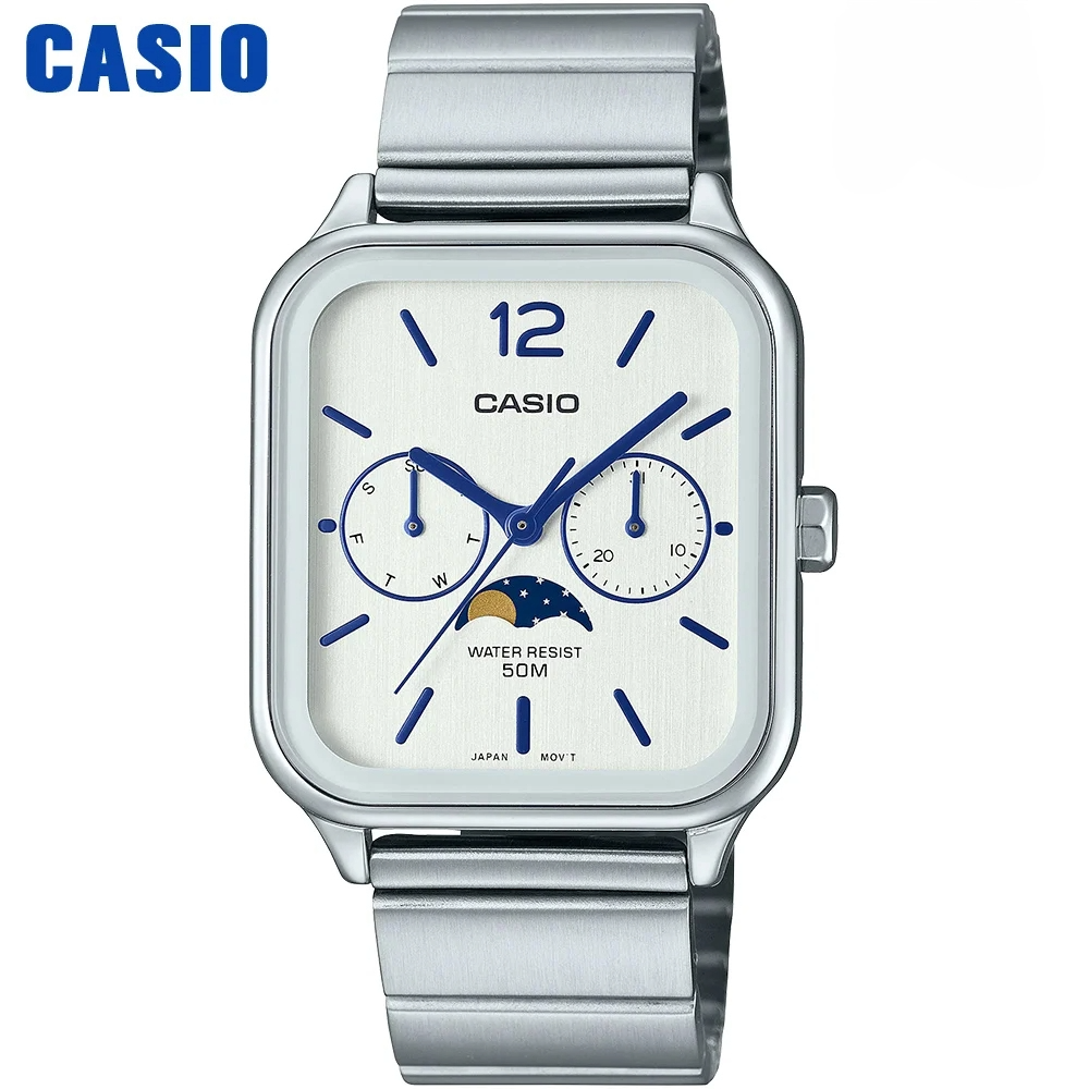 Casio MTP-M305 Moonphase Quartz Square Watch for Men - Dagger & Diamond MTP-M305D-7A