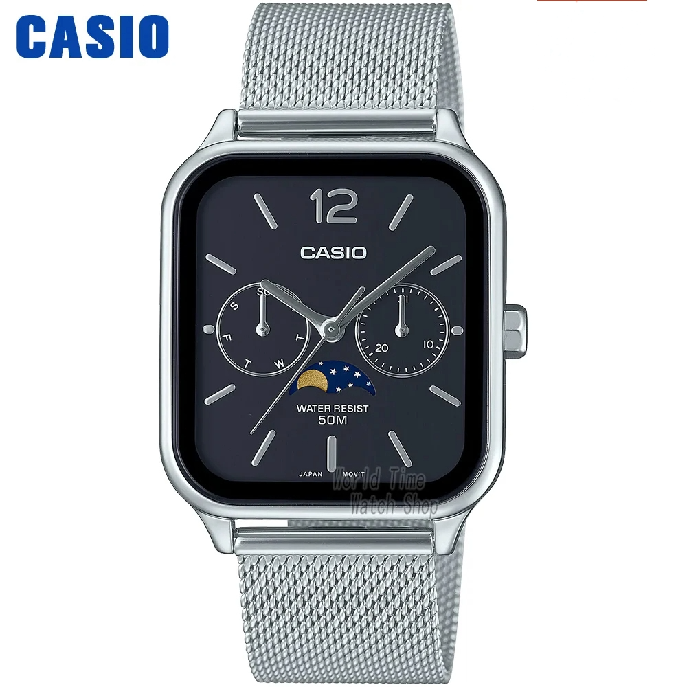 Casio MTP-M305 Moonphase Quartz Square Watch for Men - Dagger & Diamond MTP-M305M-1A